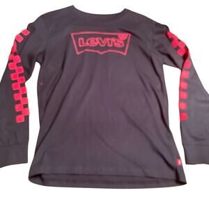 Levis Logo Pullover T-Shirt Sportswear Youth XL Longsleeve Black Red NWT -A0040